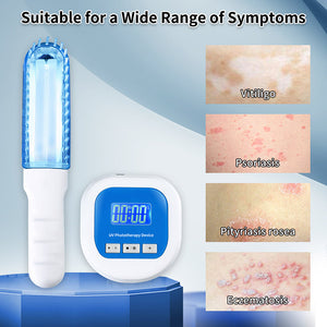 BU-1 home UVB phototherapy device with timer and skin reference images