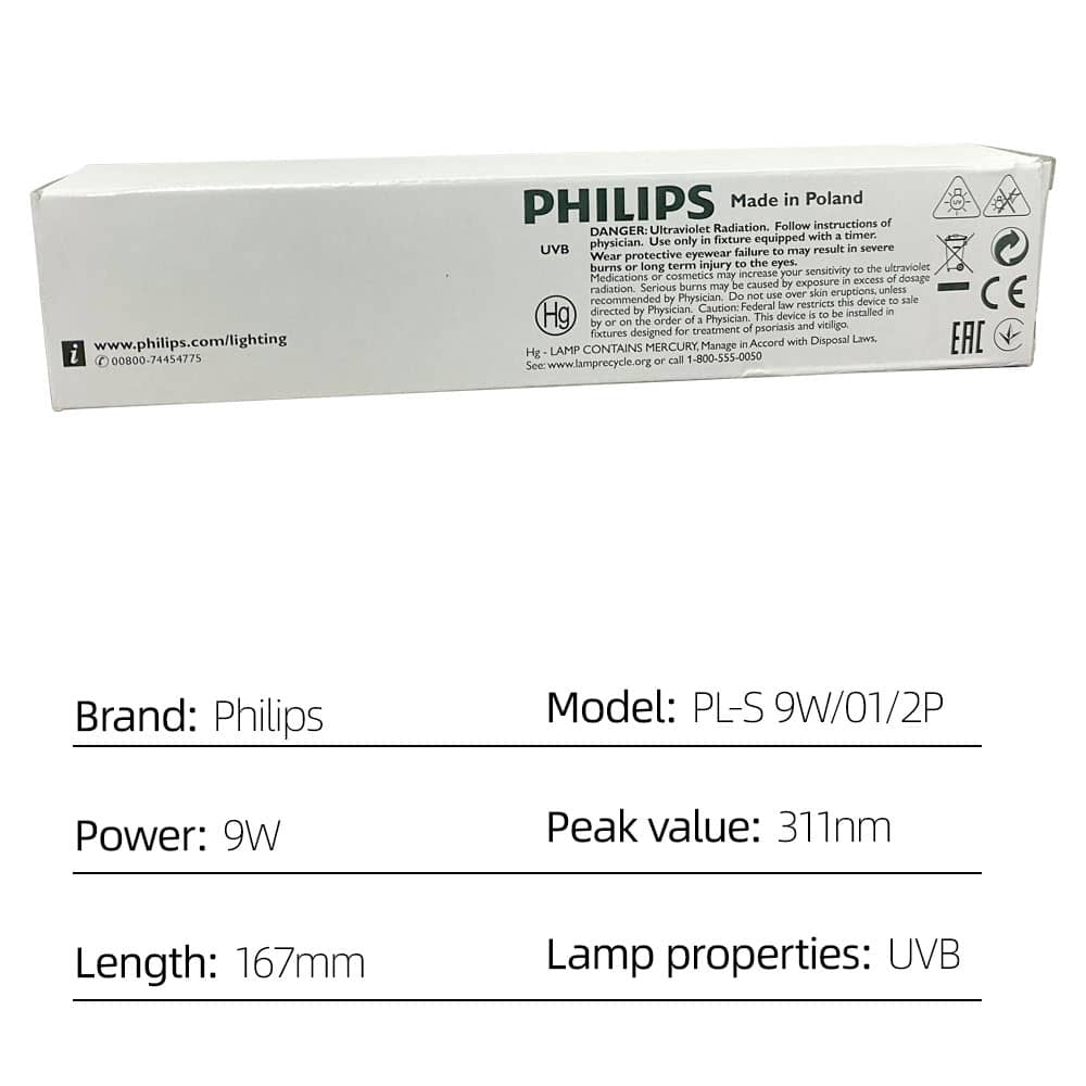 Philips UVB replacement lamp tube PL-S 9W/01/2P